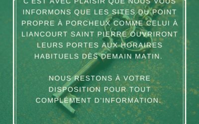 Réouverture des deux sites de la déchèterie et du point propre
