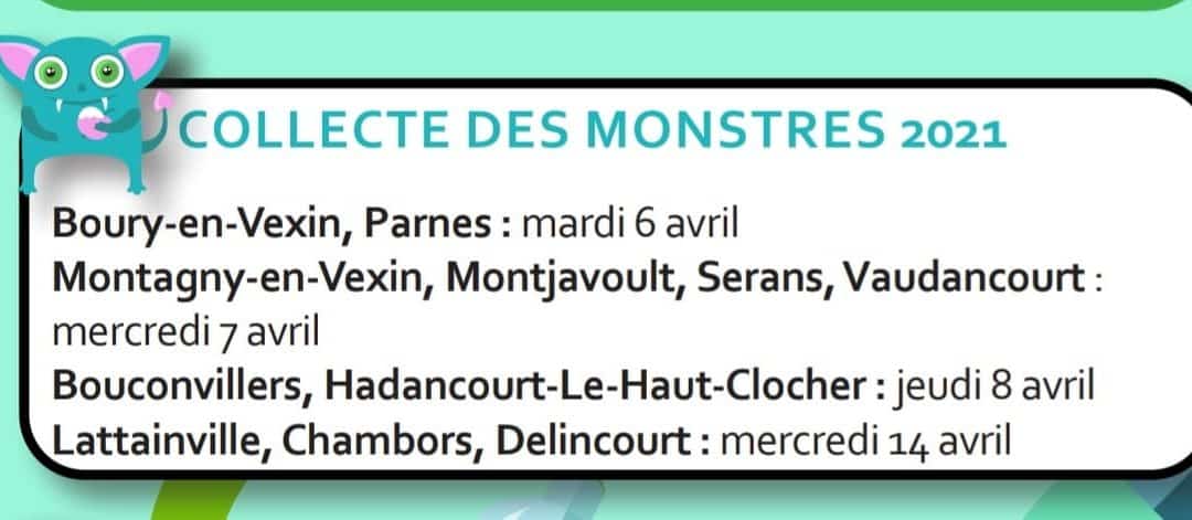 Date de collecte des encombrants dans notre village : mercredi 7 avril.