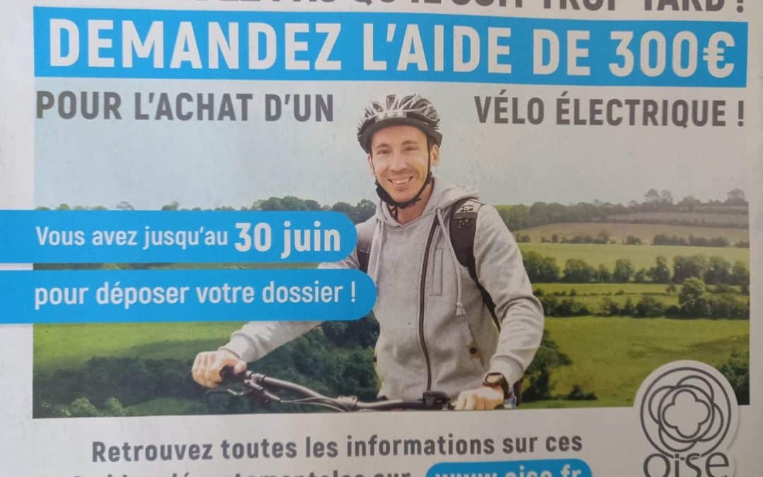 Le saviez-vous : le département nous encourage à nous équiper en vélo électrique – date limite 30 juin 2021.