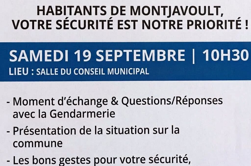 un moment d&rsquo;échange avec la gendarmerie ce samedi à 10h30 à la Mairie