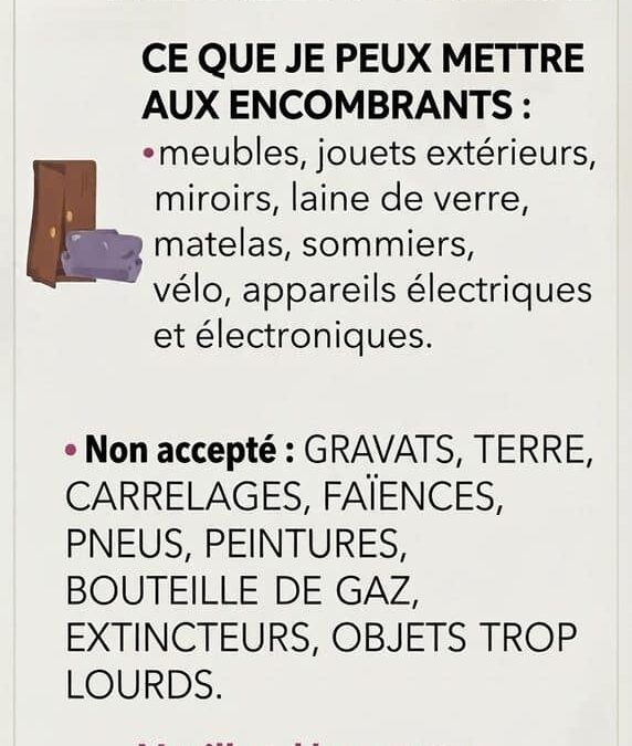 RAPPEL : Collecte des encombrants ce mercredi 7 octobre