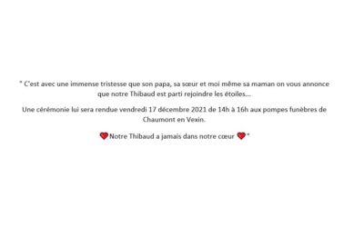 En union avec la famille Leverge, de Beaugrenier, nous vous communiquons cette information.