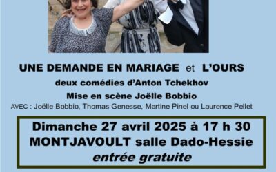 « La demande en mariage » et « l’Ours » sont 2 pièces de théâtre écrites par Anton Tchekhov. Ce sont des pièces comiques, pour tout public, de tout âge ! Vous êtes invités, dans la salle communale à Montjavoult ! Venez nombreux dimanche 27 avril à 17h30 !