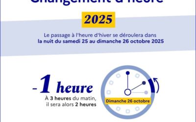 Ce week-end dans la nuit du samedi 25 au 26 octobre : nous passons à l’heure d’hiver.