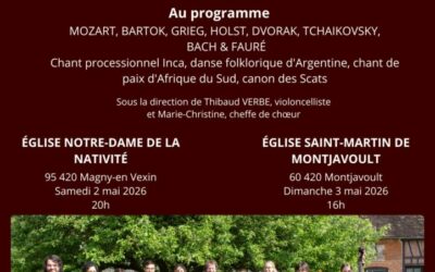 Ce dimanche 3 mai à 16h dans l&rsquo;Eglise de Montjavoult C&rsquo;est gratuit, avec contribution libre au chapeau. VENEZ NOMBREUX