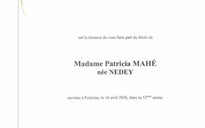 La commune, avec douleur, vous annonce le décès de Patricia Mahé, Présidente de l’association Montja’Bouge