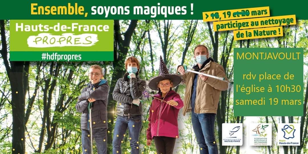 Opération « Hauts-de-France Propres 2022 » : bonjour, nous vous donnons rendez-vous ce samedi 19 mars à 10h30 place de l’église au Bourg. Soyons nombreux ! Equipement : vous munir de Gilet avec bandes réfléchissantes, et gants.