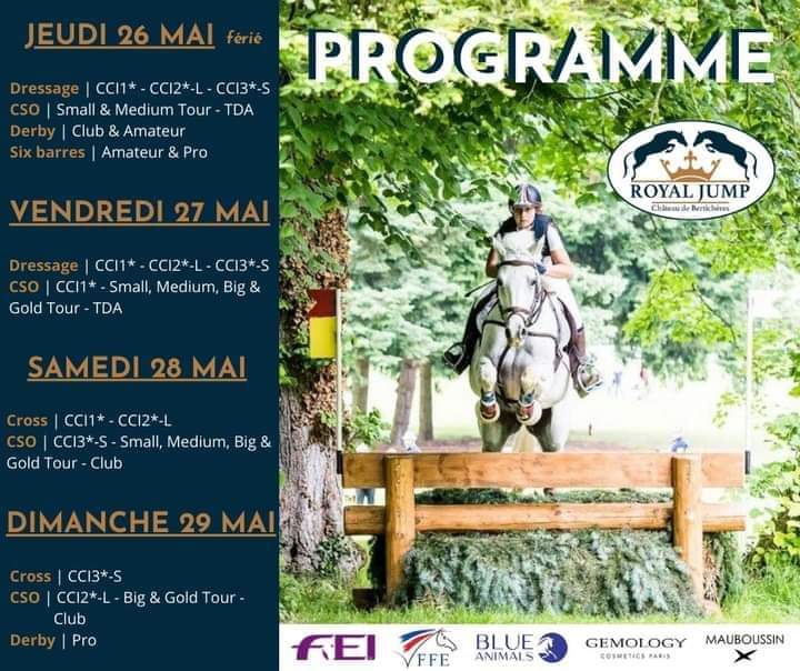 La Communauté de Communes du Vexin-Thelle met à votre disposition des invitations : au choix pour samedi ou pour dimanche – INVITATIONS GRATUITES POUR LE ROYAL JUMP Royal Jump – Château de Bertichères – .Les places sont à retirer directement en Mairie aux horaires de permanence.Dans la limite des places disponibles. 3 invitations gratuites par foyer.