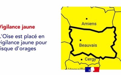 Le département de l’Oise est placé en vigilance jaune en raison d’un risque d’orage. Tenez-vous informé de l’évolution de la situation → https://vigilance.meteofrance.fr/fr/oise