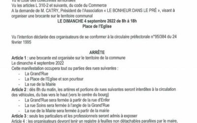 Arrêtés Brocante de Montjavoult