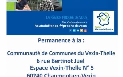A Chaumont-en-Vexin, la permanence de la Région Hauts-de-France sera tenue chaque 2ème et 4ème mardi du mois, en dehors des vacances scolaires.Les antennes de la Région sont à disposition des particuliers, des associations, des acteurs économiques et des collectivités territoriales pour les informer sur les aides régionales et les accompagner si nécessaire dans le dépôt de leur demande.