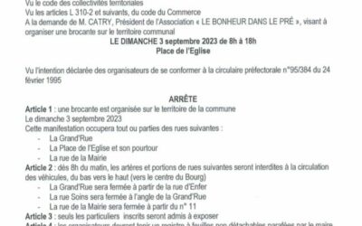 Circulation modifiée pour la brocante dimanche 3 septembre