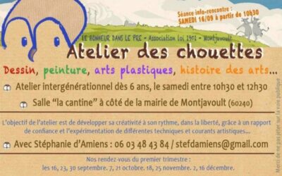 REPRISE ASSOCIATIVE : les ateliers dessins du samedi matin reprennent dès ce samedi 10h30 à la salle cantine à Montjavoult