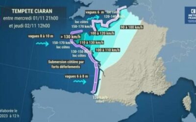 AlerteMeteo Préfecture de l’Oise :Météo France annonce sur le département de l’Oise un phénomène de vent violent pouvant atteindre 100km/h à compter du mercredi 1er novembre en soirée au jeudi 2 novembre 2023 à minuit, minimum, en l’état des prévisions.Conséquences possiblesDes coupures d’électricité et de téléphone peuvent affecter les réseaux de distribution pendant des durées relativement importantes.Les toitures et les cheminées peuvent être endommagées.Des branches d’arbre risquent de se rompre et des arbres risquent de tomber.Les véhicules peuvent être déportés.La circulation routière peut être perturbée, en particulier sur le réseau secondaire en zone forestière.Je protège ma maison et les biens exposés au vent : je range mes meubles de terrasse, je rentre mes poubelles…Conseils de comportementJe me tiens informé auprès des autorités.Je limite mes déplacements.Je prends garde aux chutes d’arbres et d’objets.Je n’interviens pas sur les toits.Je suis solidaires avec mes voisins.ALERTE météo.