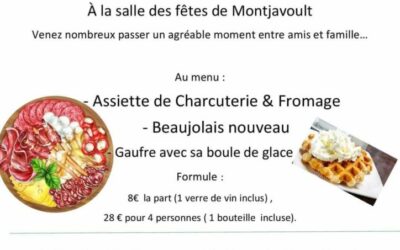 L’association Montja’Bouge vous convie à sa soirée « BEAUJOLAIS NOUVEAU » du SAMEDI 25 NOVEMBRE 2023 – tarifs, inscriptions et réservations, voir ci-dessous.