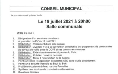 Conseil municipal du 19 juillet 2021
