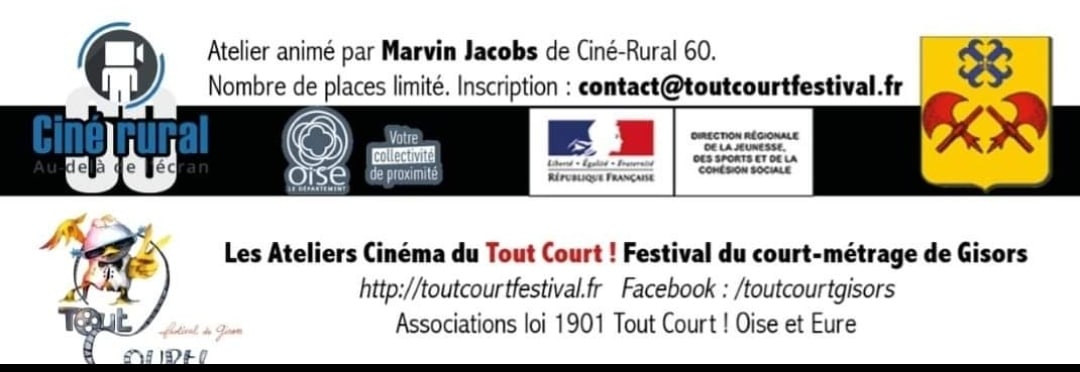 C’est les vacances : Les après-midis de Jeudi 14 avril et vendredi 15 avril à Montjavoult : 2 ateliers différents autour de la fabrication du cinéma.Avec Cinérural 60 et l’association Tout Court !Gratuit.S »inscrire en envoyant un mail à contact@toutcourtfestival.fr .