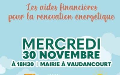 🔌 La Communauté de Communes du Vexin-Thelle vous invite à une soirée d’information sur les aides financières pour la rénovation énergétique, organisée en partenariat avec Les Sens du Bray !➕ Plus d’infos et inscriptions :📆 Mercredi 30 novembre à 18h30📍 Mairie à Vaudancourt📝 inscription à criverain@vexinthelle.com ou au 03 44 49 15 15