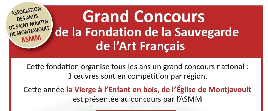 Actualité associative : l’Association des Amis de Saint Martin de Montjavoult qui œuvre pour la préservation de notre patrimoine a été retenue par la Fondation de la Sauvegarde de l’Art Français -reconnue d’utilité publique- pour son projet de restauration et moulage d’une statue de l’église de Montjavoult (Hauts-de-France) datant du XVII ème siecle :L’ASSOCIATION A BESOIN DE NOS VOTES AFIN D’OBTENIR LA DOTATION A LA CLÉ POUR LES PROJETS QUI OBTIENDRONT LE PLUS DE  VOTES