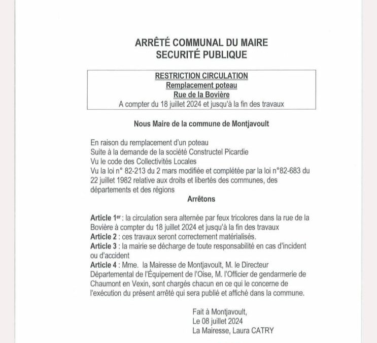Travaux à venir sur VALECOURT :