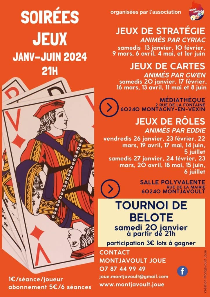 Montjavoult Joue: Nos soirées jeux reprennent dès samedi prochain avec quelques nouveautés :